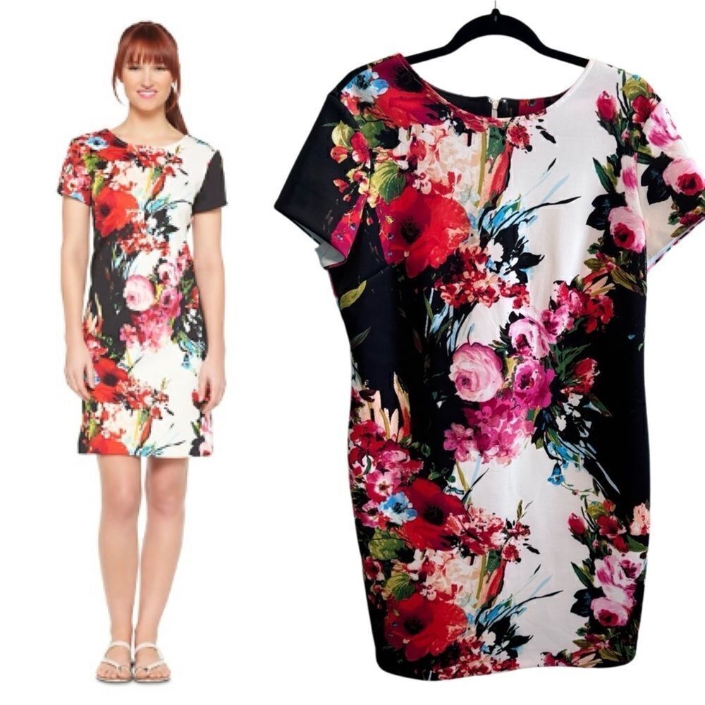 Studio One New York- Women’s Floral Stretch Sheath Dress, Plus Size 16
